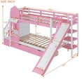thumbnail image 2 of Kumix Twin over Twin Bunk Bed with Slide, Castle Style Bunk Bed with 2 Drawers 3 Shelves, Full Length Guardrail and Storage Staircase for Teens Adults, Wood Bunk Bed for Bedroom, Pink, 2 of 7