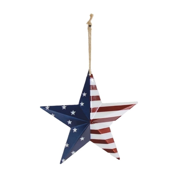 4th of July Metal Barn Star Wall Decor – Americana Flag Design, Distressed Rustic Finish, Easy Hanging, Patriotic Decoration for Independence Day, Home Walls, Garden, Yard Display,A