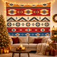 thumbnail image 3 of Geometric Mountains and Diamonds in Horizontal Stripes, Mystical Folk Art for Boho Decor Lovers, Nature Inspired Wall Art, Housewarming Gift Tapestry Wall Hanging for Bedroom and Living Room, 3 of 7