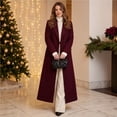 thumbnail image 7 of Rexolia Women's Wool Blend Coat Long Sleeve Notch Lapel Long Trench Fall Winter Office Wine Women, 7 of 7