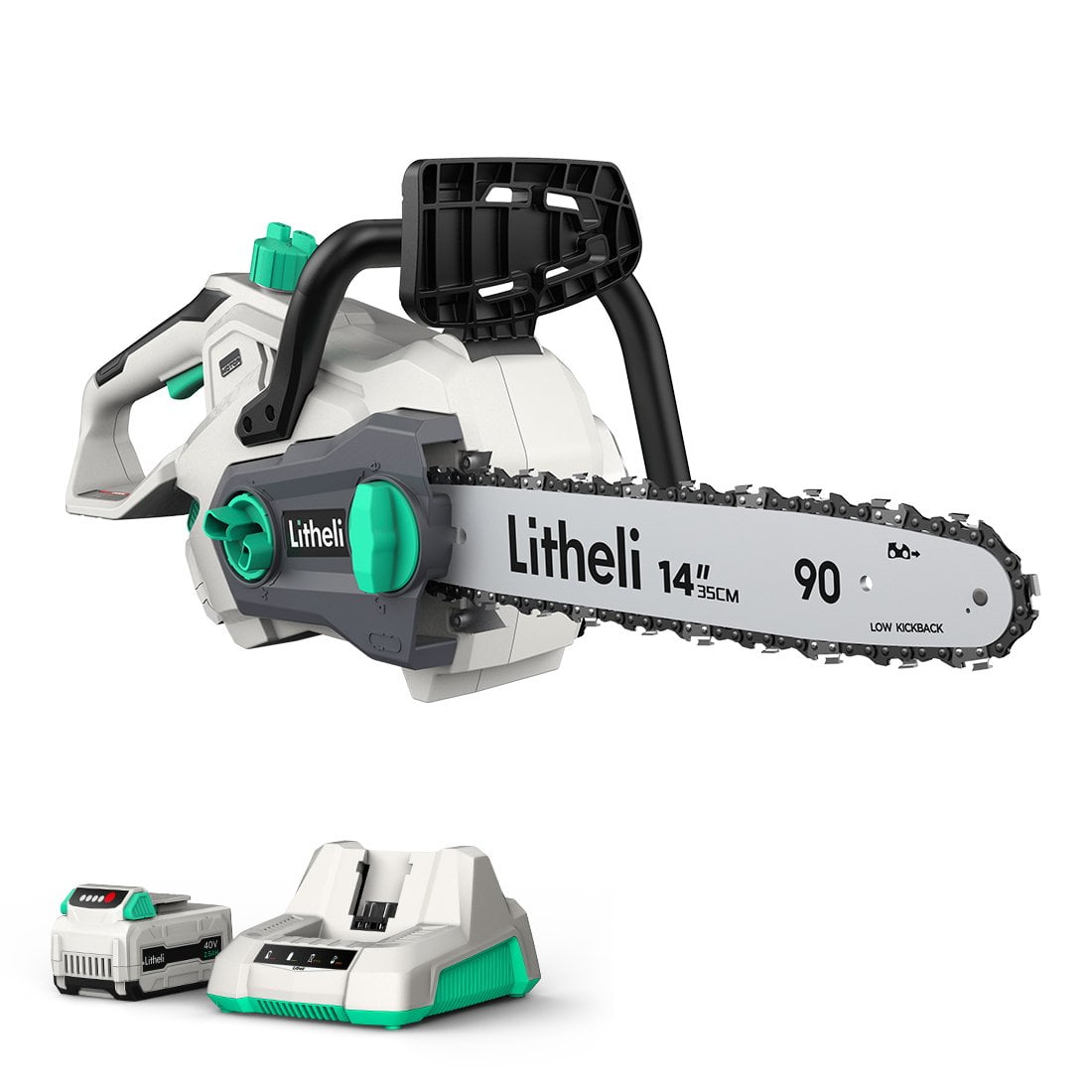 Litheli 40V 14" Cordless Chainsaw with Brushless Motor + 2.5Ah Battery
