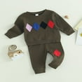 thumbnail image 3 of Toddler Boys Fall Outfits Geometry Pattern Crew Neck Long Sleeve Sweatshirts and Long Pants 2Pcs Clothes Set 2-3 Years, 3 of 7