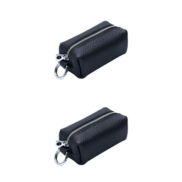 Guardurnaity Monedero de cuero para mujer, llavero, monedero con cremallera, suministros, negro Negro 2Conjunto