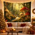 thumbnail image 3 of Fantastical Red Mushrooms in a Golden Forest with Moss, Dreamy Fantasy for Nature Lovers, Enchanted Woodland Art Print, Housewarming Gift Tapestry Wall Hanging for Bedroom and Living Room, 3 of 7