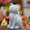 thumbnail image 2 of Solar Cat Outdoor Statues for Garden - Outdoor Yard Decor with Butterfly, 2 of 7