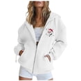 thumbnail image 2 of Christmas Zip Up Hoodies for Women Long Sleeve Xmas Santa Graphic Hooded Sweatshirt with Pockets Jacket Coat Outerwear, 2 of 7