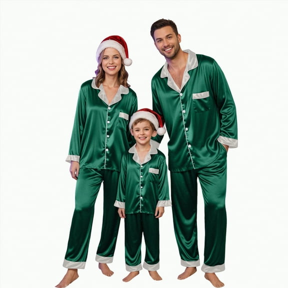 Drie Family Christmas Pjs 2026 Family Christmas Pajamas Sets Silk Xmas Pjs Matching Sets Soft Sleepwear for Mens Womens Adults Ki'ds