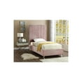 thumbnail image 2 of Renaissance Rhapsody Modern Contemporary Velvet Upholstered Bed With Deep Channel Tufting And Custom Acrylic Legs, 2 of 6