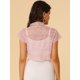thumbnail image 5 of Top De Encaje Floral Transparente De Manga Corta Elegante Para Mujer Rosa XL, 5 of 6