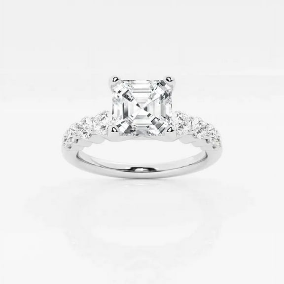 Zoya Jewel Asscher Cut 2.3 Ct Diamond Solitaire Ring – 14K White Gold Plated – Holiday Stackable Engagement Jewelry – Women’s Elegant Clearance Ring