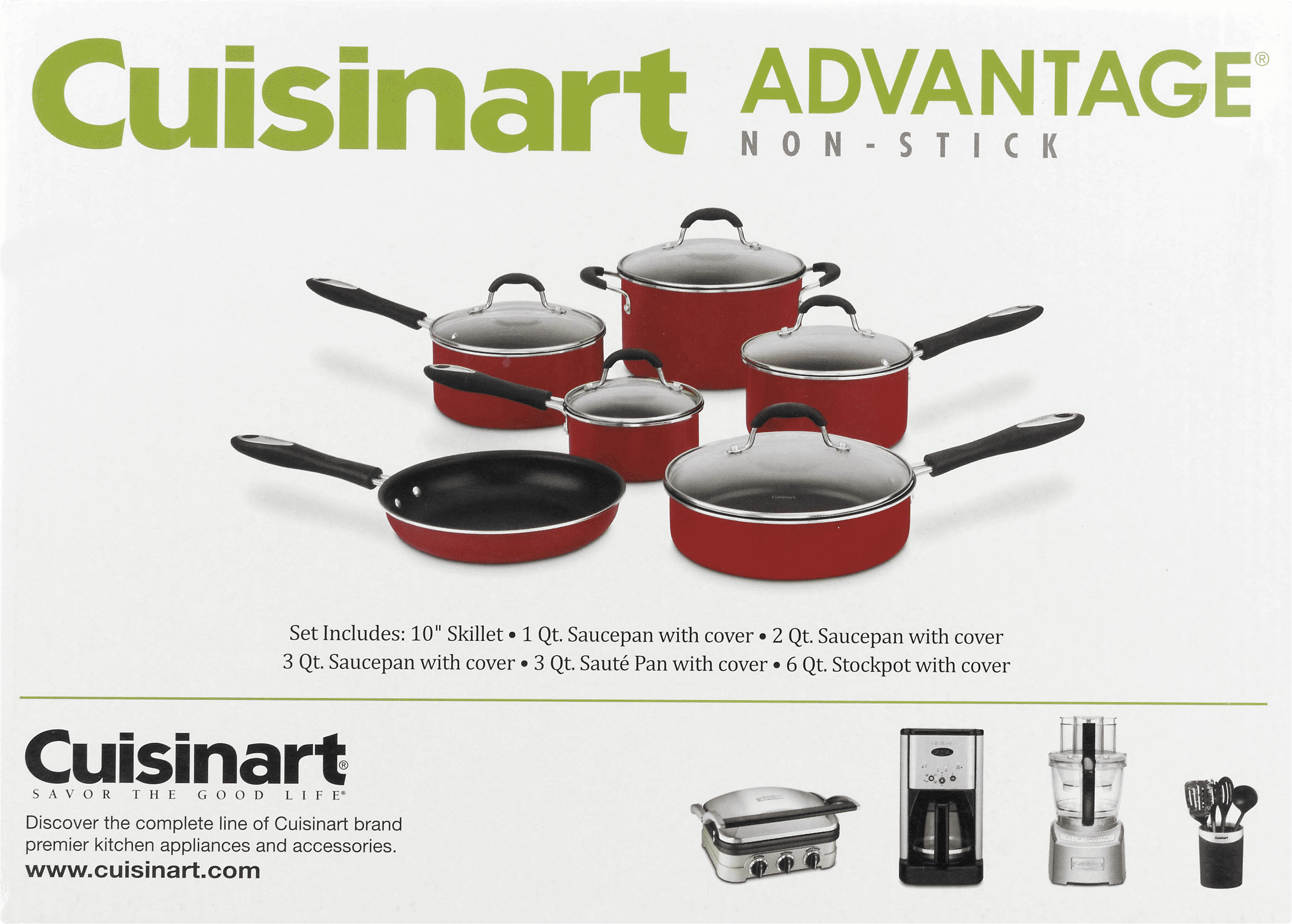 Cuisinart Advantage 11-Piece Nonstick Aluminum Cookware Set, Red