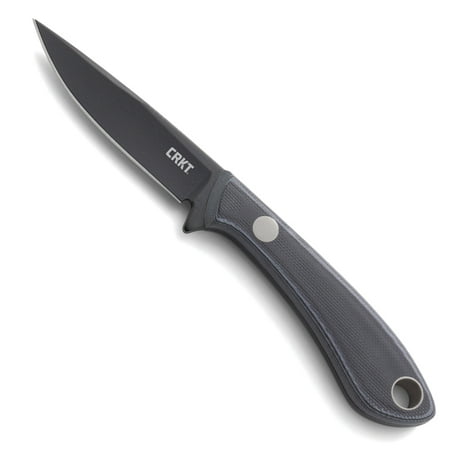 CRKT Mossback Bird & Trout 2832 Compact Fixed Blade with Black Powder Coated SK5 Plain Edge Blade and Black G10 Handle and Woven (Best Bird And Trout Knife)