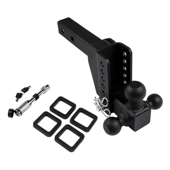 GELUOXI Adjustable Trailer Tow Hitch 2" Receiver 18,500 lbs 6" Drop/Rise Tri-Ball Mount with Anti-Theft Locks