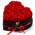 thumbnail image 1 of Rosas preservadas de color rojo rosado, 16 unidades en caja de regalo en forma de corazón, 1 of 5