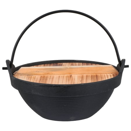 

1 set of Outdoor Cast Iron Pot Camping Hanging Cookware Cooking Pot with Lid