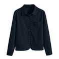 thumbnail image 6 of RRJ Women Fall Winter Corduroy Collared Long Sleeve Button Down Shirts Casual Open Front Basic Tops, Navy XL, 6 of 8