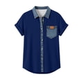 thumbnail image 5 of Craaazy Womens Loose Fit Prints Patchwork Collared Short Sleeve Topss Casual Button Down Shirts for Summer Gifts, 5 of 5