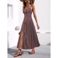 thumbnail image 6 of Women Boho Spaghetti Strap Maxi Dress Printed A Line Slit Flowy Summer Dress S, 6 of 10