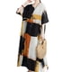 thumbnail image 1 of Vestido de mujer Vestido de lino de algodón vintage para mujer Vestido suelto de bolsillo de manga corta con cuello redondo y manga corta estampada 1 1, 1 of 5