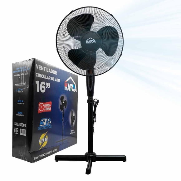 Ventilador Pedestal Piso 16Pulg 3 Aspas 3 Vel Metalico Katoa