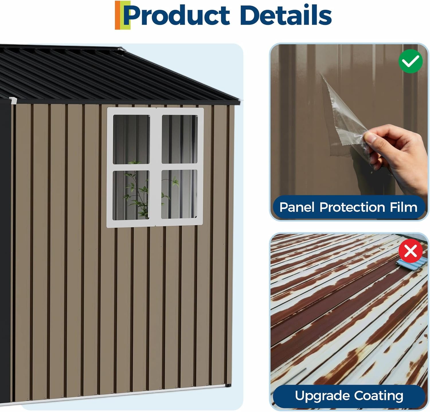 10X8 FT Storage Shed,Outdoor Storage Shed with Windows & Double Doors,Outdoor Tool Shed with 450 Cu Ft Space,Metal Sheds Outdoor Storage for Garden, Backyard, Patio and Backyard