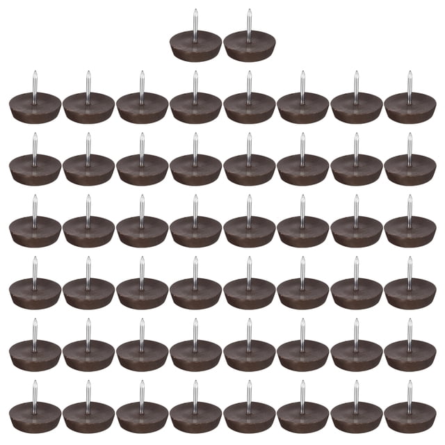Deslizadores de muebles de plástico con clavo Uxcell 50 piezas 21 mm de diámetro para proteger el suelo de mesas, sillas y patas de sofá color marrón