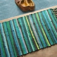 thumbnail image 2 of Nvzi Chindi Rag Rug, Machine Washable Cotton Reversible Rag Rug Hand Woven Multi Color Striped Area Rug Floor Rugs for Bedroom, Living Room, Kitchen and Laundry Room (28" x 47", Green), 2 of 5
