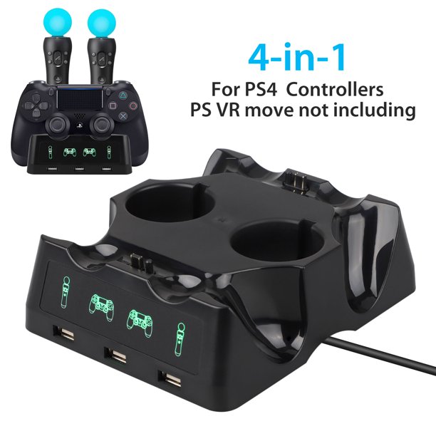 Multi Function Charging Controller Charger Dock Station For Ps Move Controller And Ps4 Gaming Controllers Charging Station Controller Stand Compatible With Sony Playstation 4 Ps4 Slim Ps4 Pro Walmart Com Walmart Com