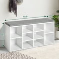 thumbnail image 4 of Dkelincs Shoe Bench Entryway Bench with Shoe Storage Shoe Rack Organizer 10 Compartments Storage Bench with 1.2 inch Cushion Adjustable Shelves for Entryway,Living Room, Bedroom (White), 4 of 7