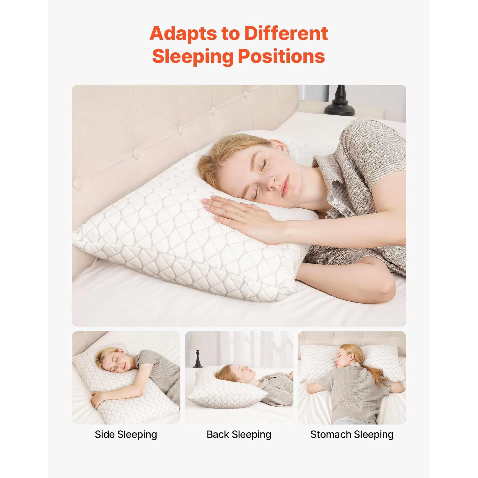 King Size Adjustable Memory Foam Pillow with Extra 1/2 lbs Filling, Machine Washable Removable Cover, Breathable Natural Fiber Fabric, for All Sleeping Positions