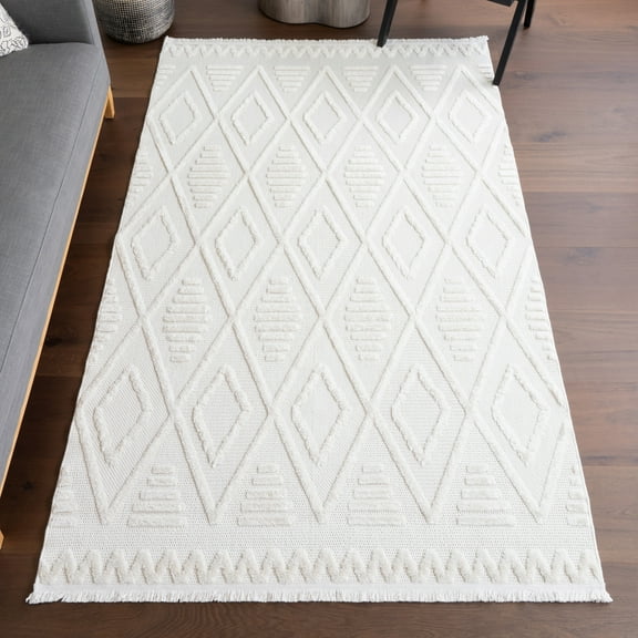 nuLOOM Annaka Trellis Fringe Area Rug, 4' x 6', Annaka Cream