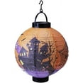 thumbnail image 3 of Halloween Lantern 6 PCS 20 Cm Diameter Yellow Pumpkin Spider Purple Bat White Spider Color Castle Black Skull Halloween Paper Lantern Hanging Lanterns for Halloween Party Decorations, 3 of 9