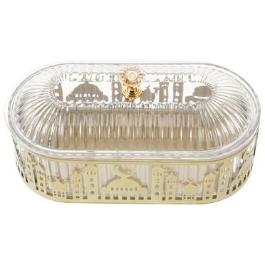 Ramadan Tray With Lid Eid Mubarak Tray Decorative Ramadan Food Container Eid Cookie Trays Trinket Box For Eid Party Supplies