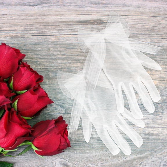 Raindrops Tea Gloves for Women Elegant White Gauze Gloves 1 Pair