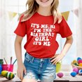 thumbnail image 2 of Big Girls Casual Print Round Neck Loose Short Sleeve T Shirt Top Summer T-Shirts Red,10-12Y Girls Graphic Tees, 2 of 4