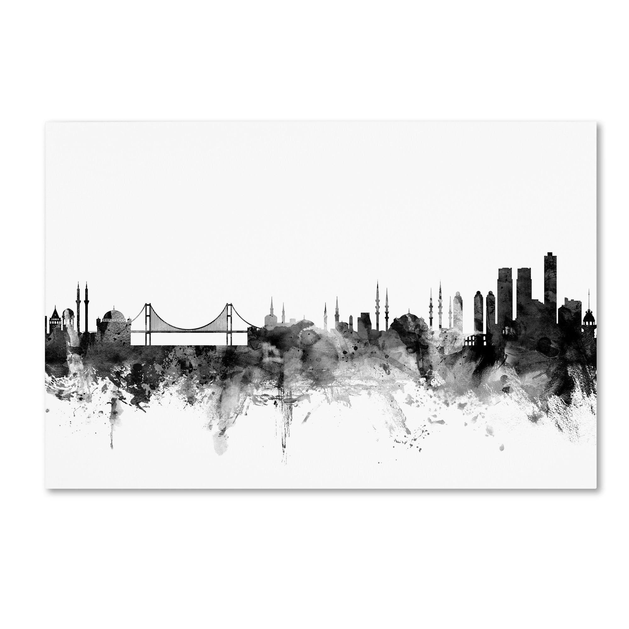 Trademark Fine Art "Istanbul Turkey Skyline B&W" Canvas Art by Michael Tompsett