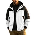 thumbnail image 2 of LYSMORA Men's Color Block Hooded Rain Jacket Full Zip Adjustable Cuff Outdoor Wind Coat for Hiking and Camping, 2 of 8