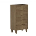 thumbnail image 4 of Modern Wooden 5 Drawer Dresser with Vintage Pattern Design, Tall Dresser with Deep Drawers for Bedroom, Living Room and Entryway, Oak and Gold, 4 of 4