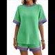 thumbnail image 3 of Conjuntos de Dos Piezas para Mujer: Sudadera Informal de Corta, Pantalones Cortos A Juego, Chándal Verde M, 3 of 7