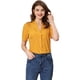 thumbnail image 1 of Blusa de lunares con corazón dulce Allegra K manga corta cuello en V casual con botones Amarillo XS, 1 of 6