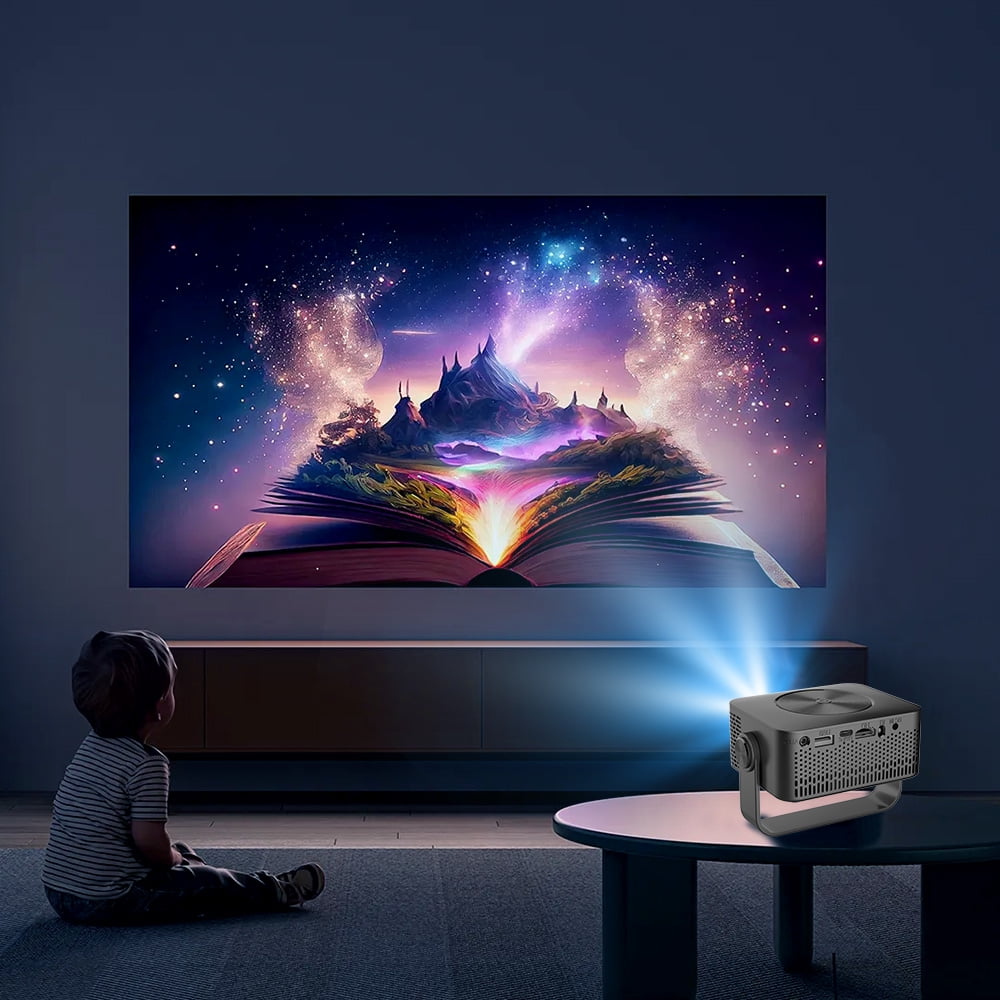 Mini Projector with WiFi , Native 1080P Projector , Projectors for Outdoor Movies Home Theater Built-in Speaker Android11 Dual WiFi6 Allwinner 1080p Compatible with iPhone/Android/PS4/Laptop
