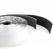Hook & Loop Self Adhesive Strong Gripping Fastener Tape 1" x 16' Strong Low Temperature Water Resistant Adhesive - Black