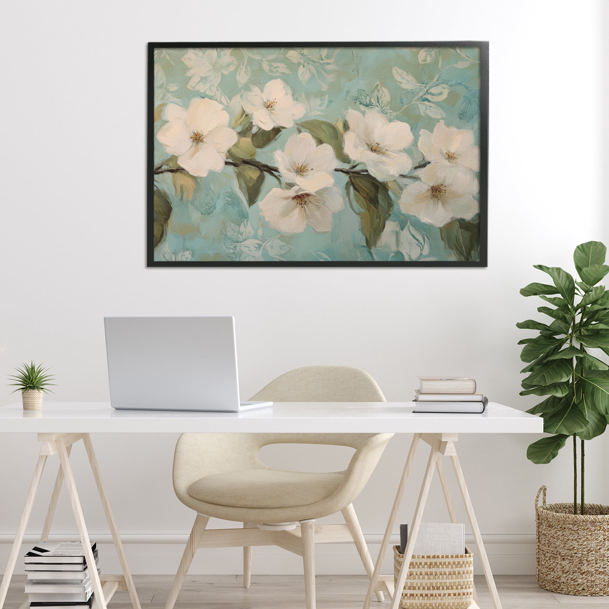 Stupell Industries Serene Flower Branch Blooms Black Framed Giclee Art, design by Petal Prints Design