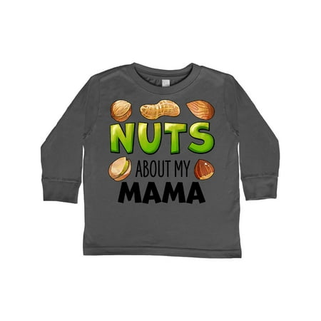 

Inktastic Nuts About My Mama Peanut Almond Pistachio Gift Toddler Boy or Toddler Girl Long Sleeve T-Shirt