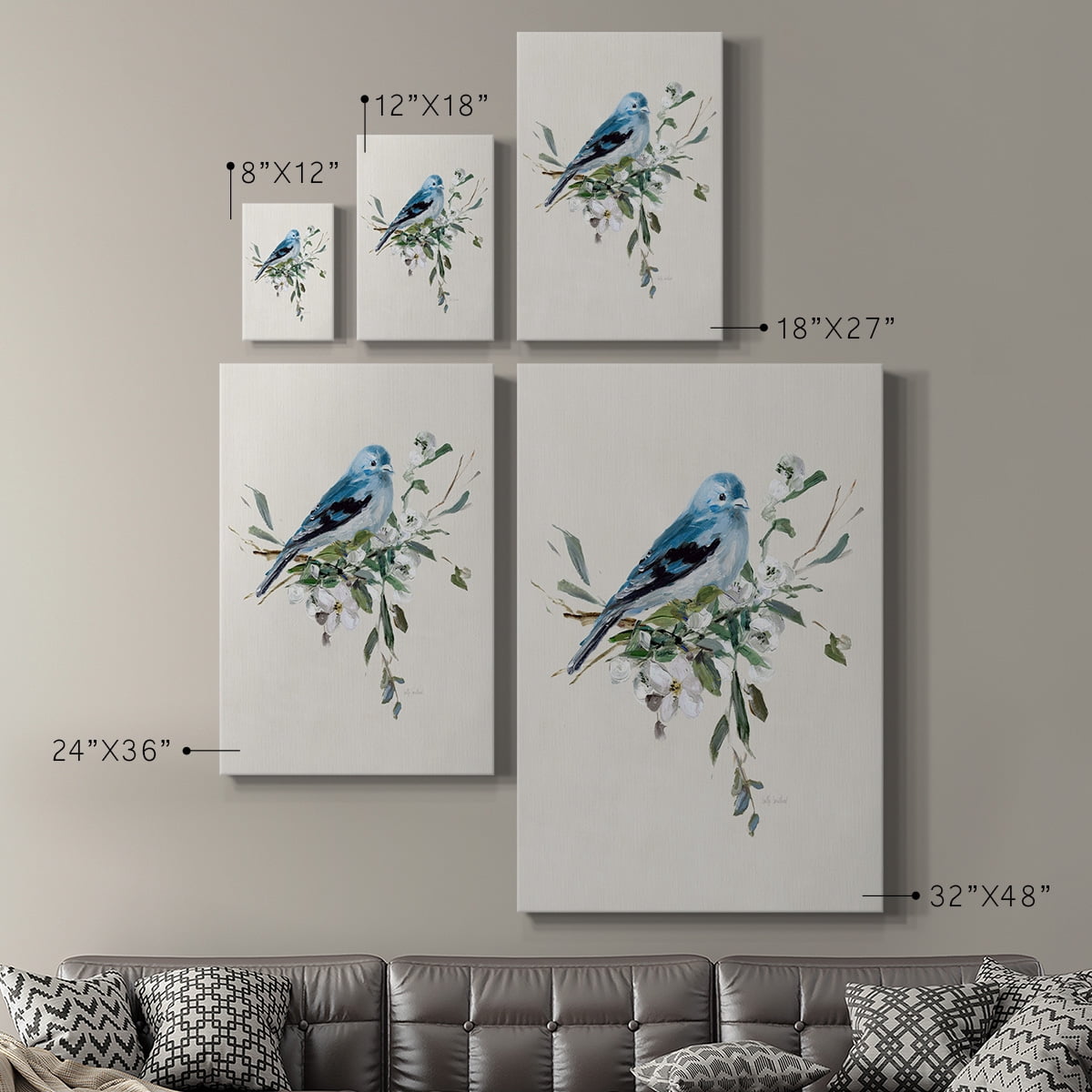 Bluebird Happy I Premium Gallery Wrapped Canvas - Ready to Hang
