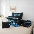 thumbnail image 6 of Homewish Cute Blue Bowtie Bedding Comforter Set 7pcs for Children Teens,Kawaii Ribbon Bow Knot Queen Bedding Sets Super Cozy,Abstract Cheetah Print Queen Sheet Sets,Microfiber Bedroom Decor, 6 of 8
