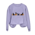 thumbnail image 4 of purcolt Black Cats on Pumpkin Sweatshirt Halloween Sweatshirts for Women Fall Pumpkin Face Tee Lightweight Pullover Tops, 4 of 5