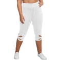thumbnail image 3 of Drovellove Women's Plus Size Casual Capri Leggings with Elastic Waist - Soft Stretch Pull On Pants for Work, Weekend Errands, or a Night Out, 3 of 6