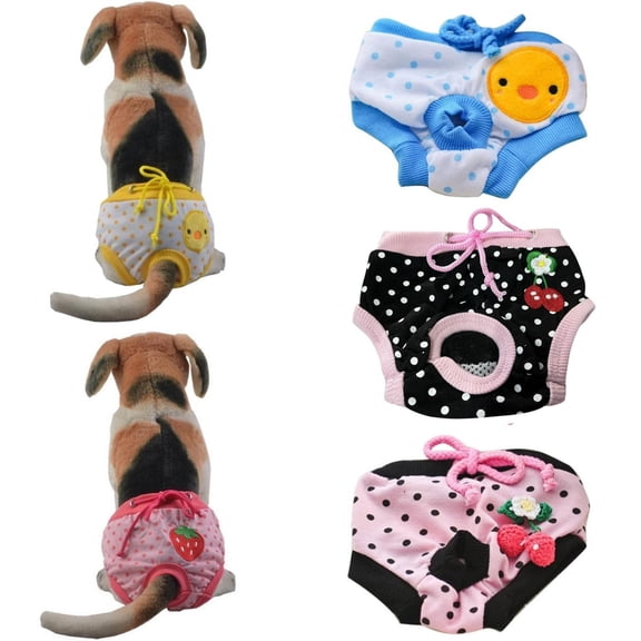 Goowood Female Dog Diapers Reusable Washable Puppy Panties Adjustable Sanitary Nappy Underwear for Heat and Urinary Incontinence Leak Proof Protection
