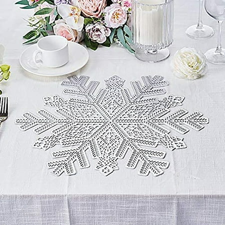 

MyBeauty Place Mat Snowflake Pattern Heat Insulation PVC Mugs Plates Coaster Pad Christmas Decoration